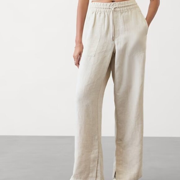 Athleta Retreat Linen Wide Leg Pants -- light blue -- sz 18 - Picture 9 of 9